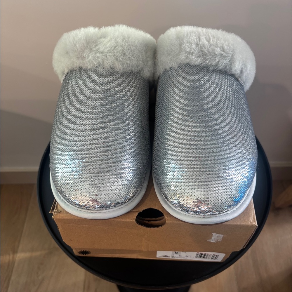 UGG Silver Sequin Slippers NWT - image 4